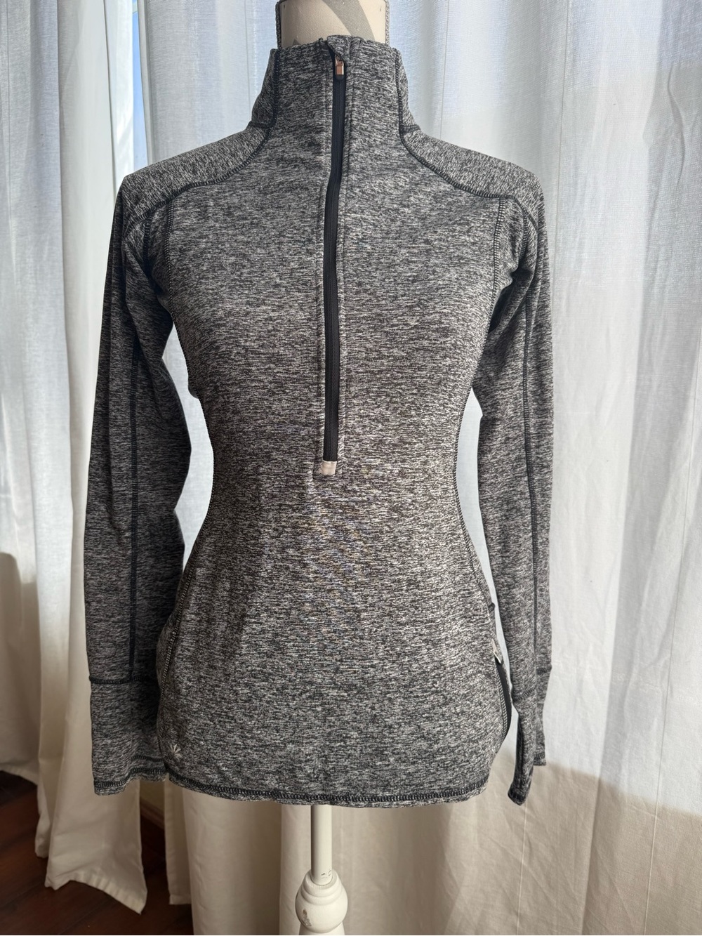 Athleta Gray Heather Half-Zip Performance Pullover